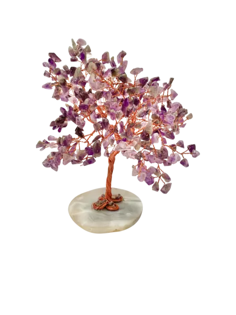 Crystal Wonderland Crystal Chips Tree With Agate Slice Base Amethyst