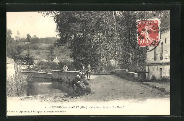 CPA Ressons-sur-le-Matz, Moulin et Rivière 1911