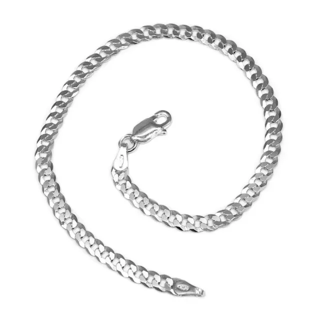 Sterling silver 4mm curb chain bracelet 19cm long (7.5 inches)