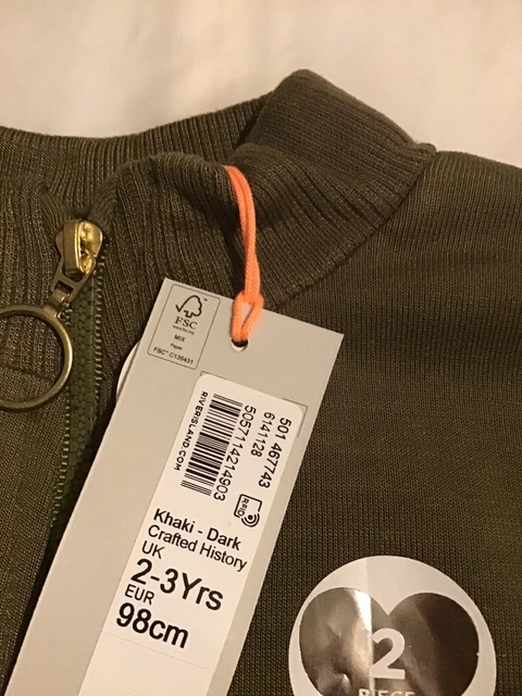River island mini girls aged 2-3 years dark khaki frilly tracksuit BNWT 7