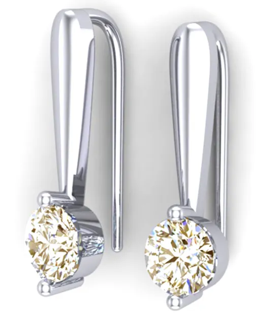 2.10 Ct Vvs1'=Golden Yellow Real Moissanite Diamond Dangle .925 Silver Earrings