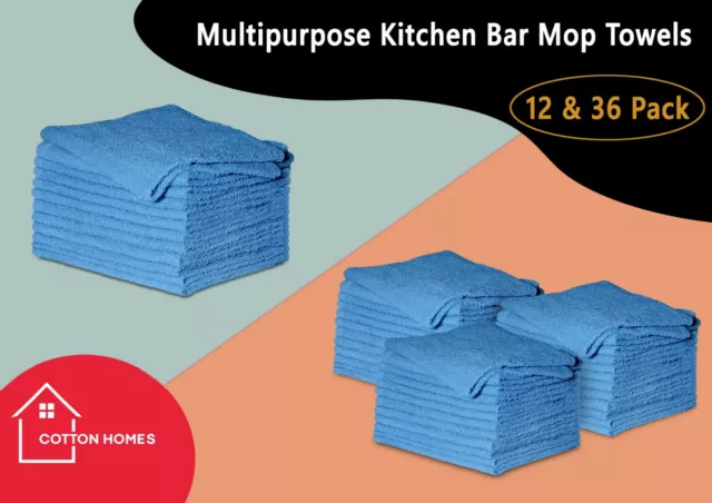 Bar Mop Towels 100% Cotton Kitchen Cleaning Towel Restaurant 14x17"Pack Of 12-36