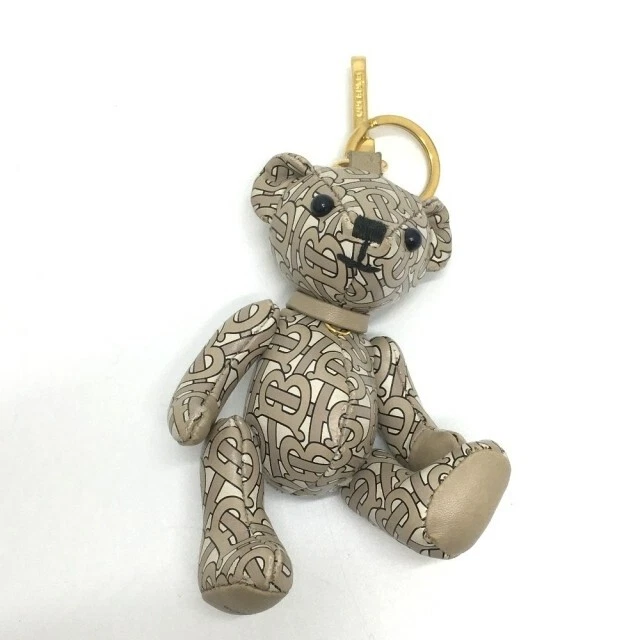 BURBERRY MONOGRAM THOMAS Bear Key Holder Bag Charm Leather Brown