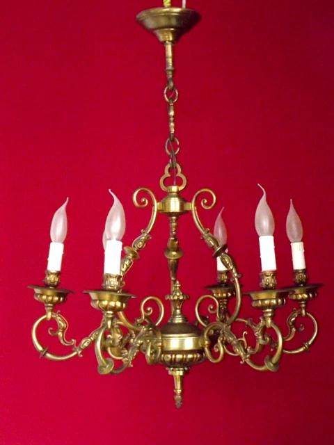 French Antique Baroque Louis XV Style 6 Light 3 Side Bronze Cage Chandelier 4162
