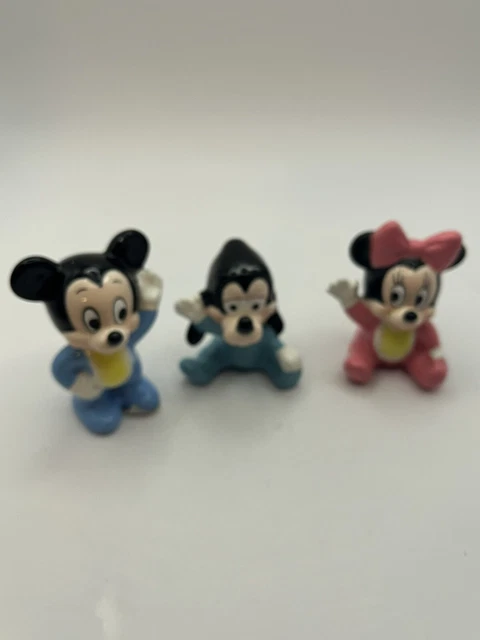 Vintage Disney Baby Mickey Mouse, Minnie Mouse and Pluto Porcelain Figurines