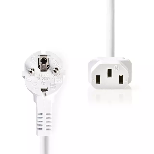 Nedis Power Cable Schuko Male Angled to IEC-320-C13 2m White CEGP10000WT20