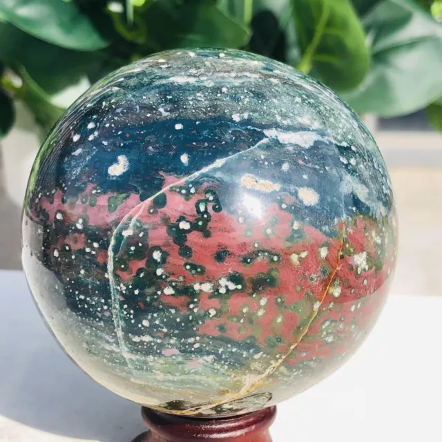 498g Natural Ocean Jasper Ball Quartz Crystal Geode Mineral Specimen Healing