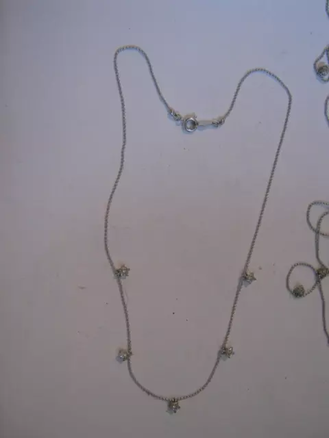 3 NADRI 15" Shaker Shaky Necklaces, 2 w/ CZ Hearts, 1 w/ Stars, Rhodium Plated