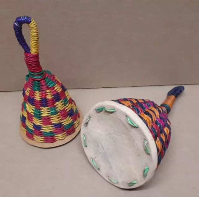 2er SET  17cm Hand Rassel Shaker mit Stiel Maracas Caxixi Afrika   TOP BEST !