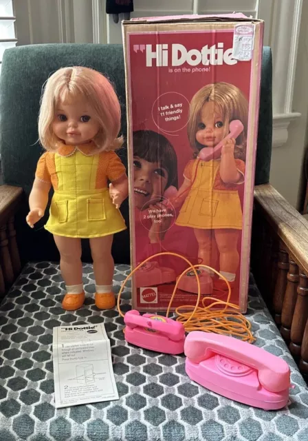 1972 Mattel HI DOTTIE Doll with Box, 2 Phones, Original Outfit, Instructions