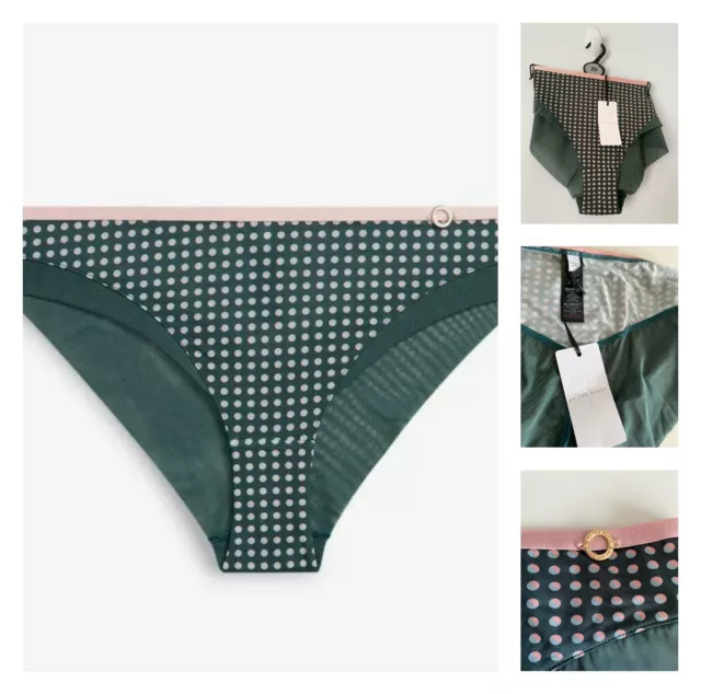 B By Ted Baker Brazilian Briefs Knickers Size 8 Teal Geo Smooth Microfibre