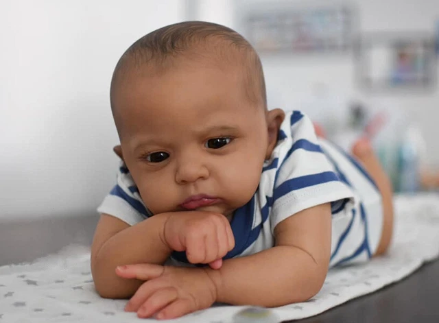 24in Black Brown Reborn Baby Doll Soft Touch Lifelike Toy Birthday Gift