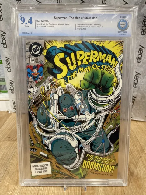 Superman The Man of Steel #18 CBCS graded 9.4 1st full appearance of Doomsday DC