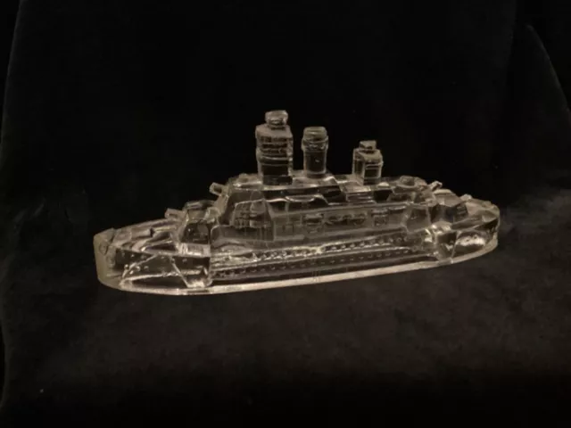 Vintage - Victory Glass Co. Jeannette, Pa. "Battleship" candy container