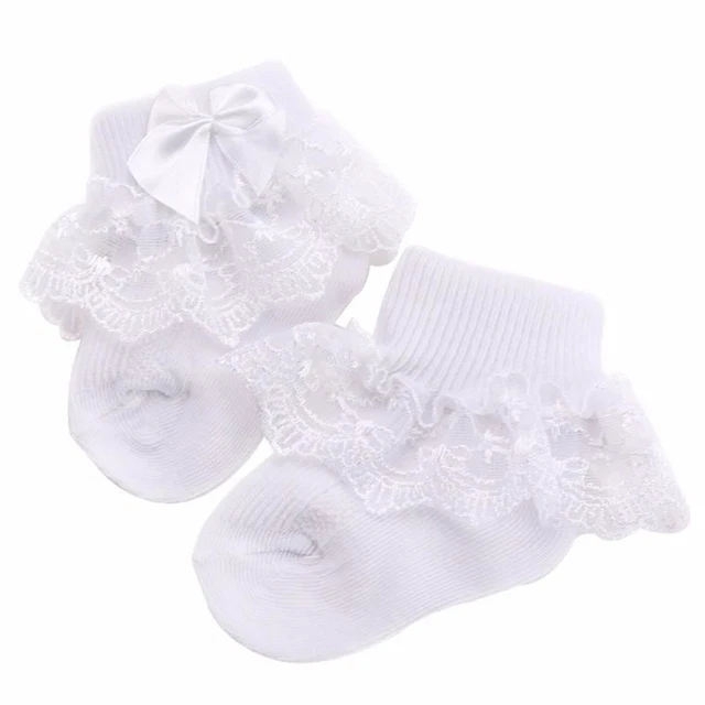 Neonati Bambino Calzini Cotone Battesimo Inverno Increspato Maglia Ginocchio Lac 6