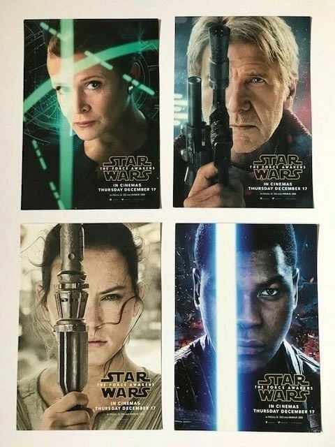 STAR WARS The Force Awakens SET 4 A5 Cinema FILM Poster Flyers DECEMBER 17 2015