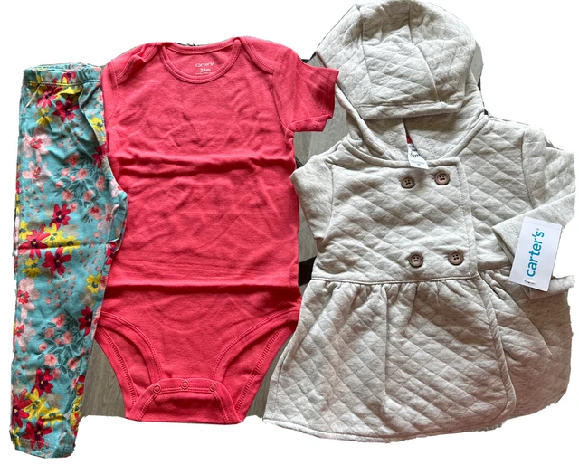 Baby Girl Carters Set 3 PC  24 Months Cardigan Bodysuit & Pants
