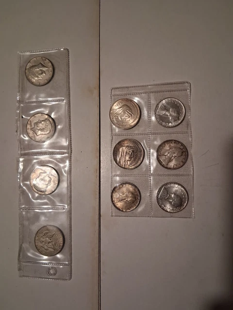 LOTTO 4 MONETE DA MEZZO DOLLARO USA ARGENTO KENNEDY ANNO 1964 1965 1966 1967 - Foto 8