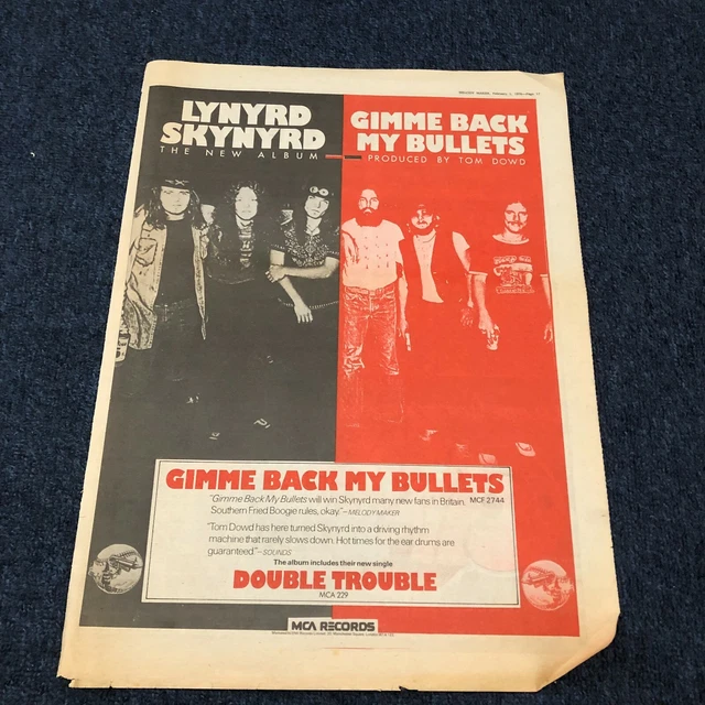 (STMM17) Advert 15x12" Lynyrd Skynyrd The New Album Gimme Back My Bullets