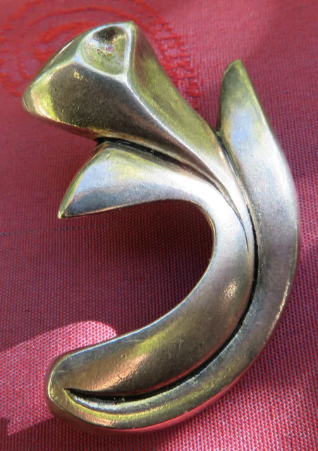 Broche Barrette Ancienne En étain Argenté – Signée – Occasion
