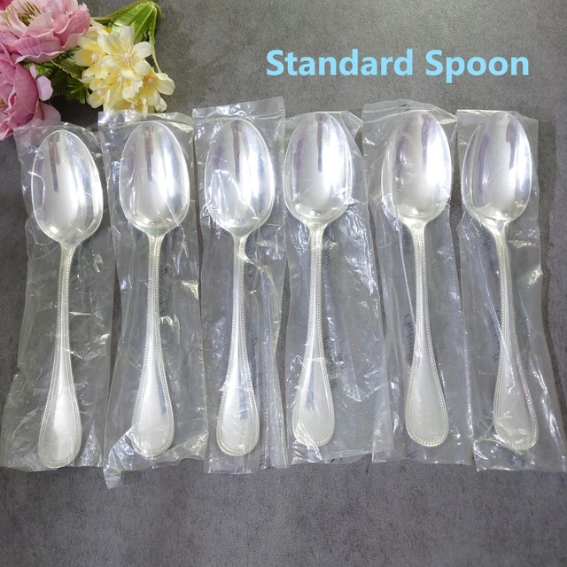 Christofle Perles Standard Spoon 6pcs Silverplate Flatware Excellent