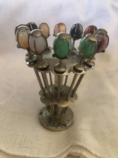 Vintage Retro Cocktail Skewers Tops have coloured stones