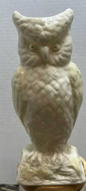 Vintage IRISH BELLEEK   Vintage￼ Porcelain LARGE HORNED OWL VASE  Black Mark