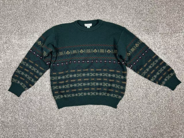 Vintage L.L. Bean Sweater Mens Large Worsted Wool Crew Neck Golf Ireland HOLES