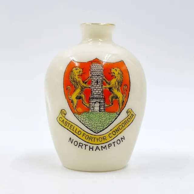 Vintage The Corona China - Crested China Model Of Vase - Northampton Crest