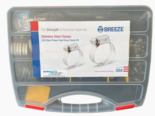 Breeze 100 Piece Hose Clamp Kit All 304 Grade Stainless Steel Made In The Usa