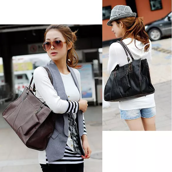 Ladies Designer PU Leather Style Tote Satchel Shoulder Handbag Bag Fashion