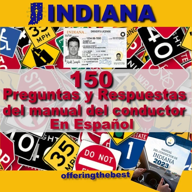 150 PREGUNTAS Y Repuestas del Manual de Conductor del Estado de Indiana EUR 18,83 - PicClick IT