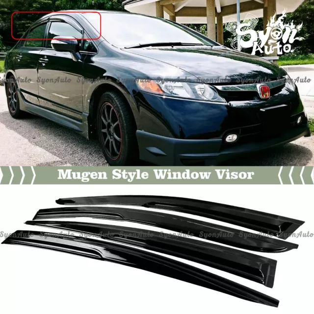 Fits 2006-2011 Honda Civic Sedan Jdm 3D Wavy Mugen Style Window Visor Rain Guard