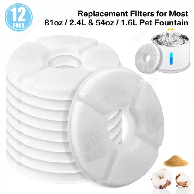 12 Pack Pet Dog Cat Water Fountain Filters for Flower Replacement Filter