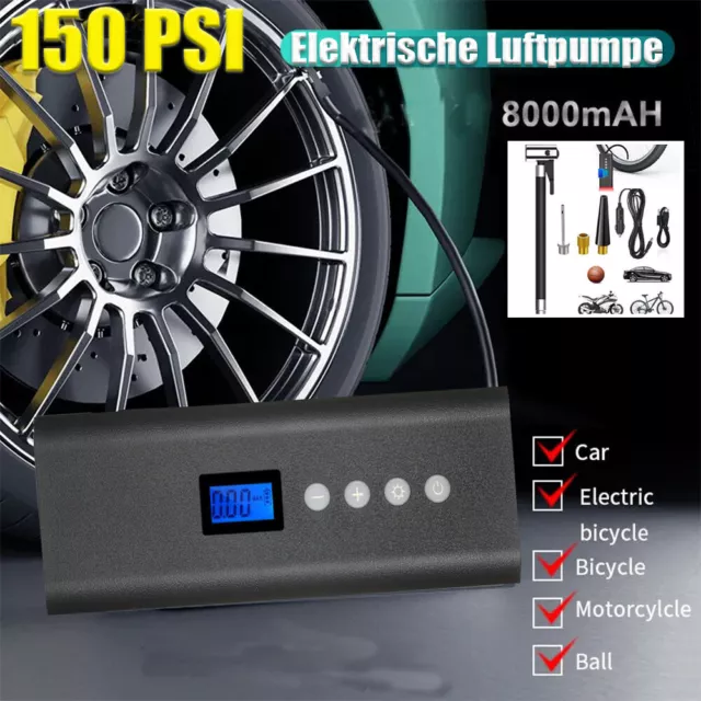 8000mah Akku Elektrische Luftpumpe Auto Reifen Druckluft Fahrrad Kompressor