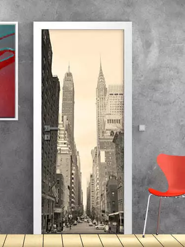 Decorazione adesiva Porta New York Streets sticker lavabile pvc varie misure