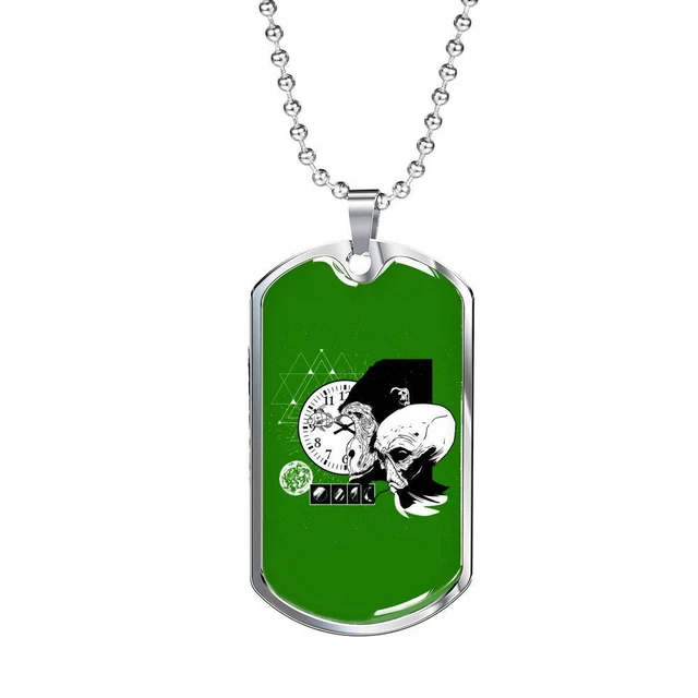 Monkey Et Necklace UFO Alien Fan Gift Stainless Steel or 18k Gold Dog Tag 24" Ch