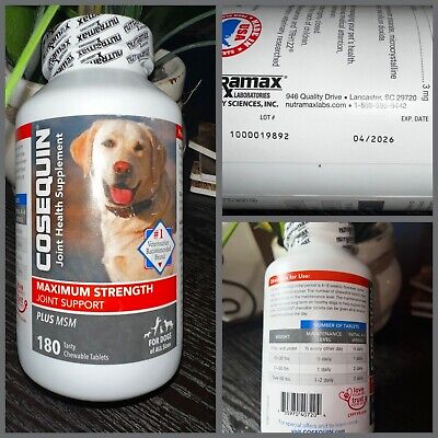 🐶Cosequin DS Plus MSM Joint Health Supplement Dogs 180 Chewables Exp 4/26🐶