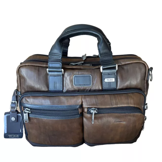 Tumi Alpha Bravo Andersen Slim Commuter Leather Brief 92640 Brown Black