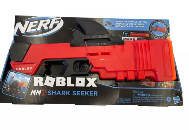 NERF Roblox MM2: Shark Seeker Dart Blaster NIB! 3 MEGA DARTS! Fast