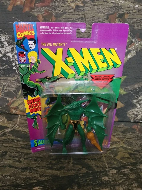 Vtg Toy Biz Marvel X-Men Sauron Action Figure W/ Trading Card Attack Wings D4