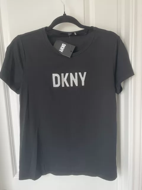 DKNY Women's Glitter Graphic Logo Tee NWT