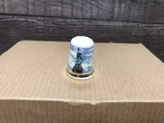 Vintage Finsbury Fine Bone China Thimble Statue of Liberty Centennial 