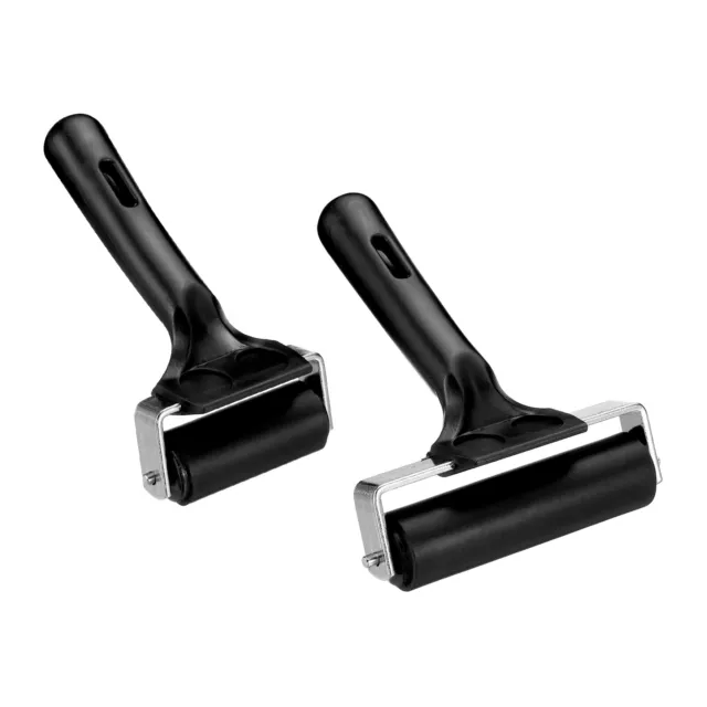 2Pcs Rubber Roller Brayer for Craft Printmaking Stamping, Black (4 Inch+3 Inch)