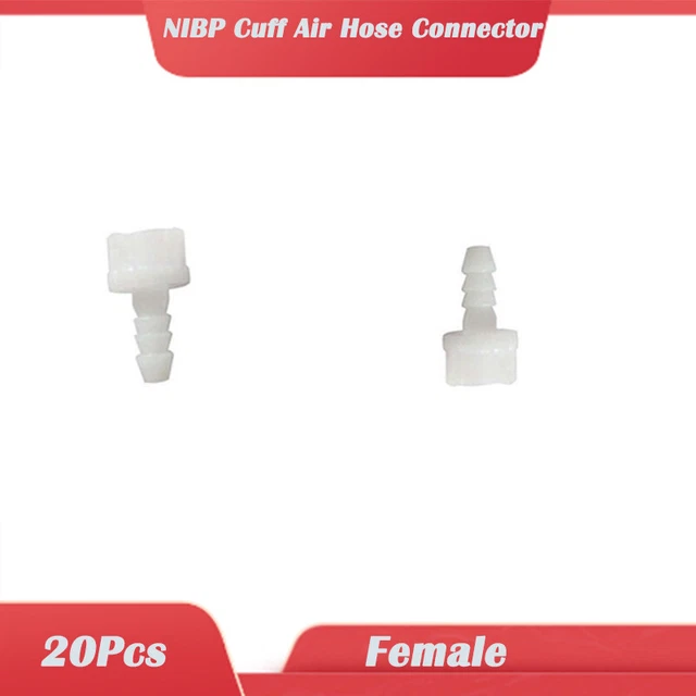 Conector de manguito de presión arterial hembra manguera de aire de plástico nuevo en caja conector de puño 20 piezas