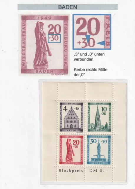 Baden Block 1A mit Fehlern (60 053)