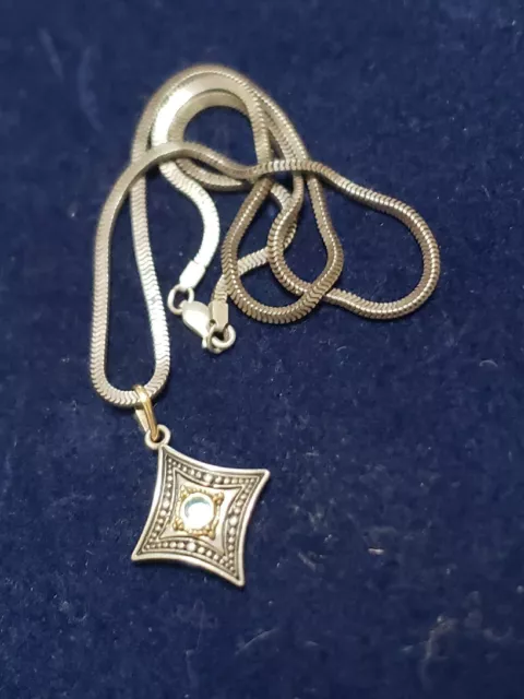 Stunning Gerochristo Sterling Silver And 18K Byzantine Pendant! With Chain! Lqqk