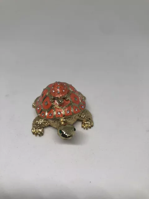 “Turtle Momma”Hand Painted/Jeweled Crystals/Trinket Jewelry Box/Great Detail#55