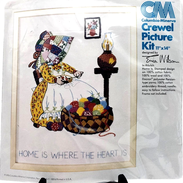 Kit de imágenes Home Is Where The Heart Is Crewel 11""x14"" CM de Erica Wilson