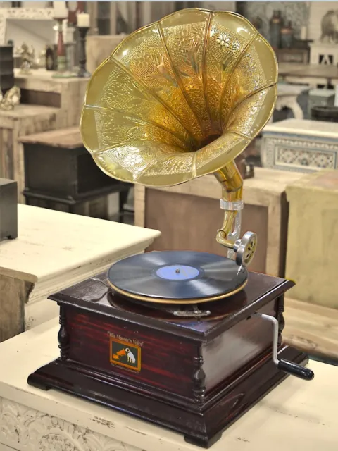 Antique Style Gramophone Player Wind up Phonograph Vintage Vinyl Record Player